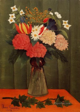 Henri Rousseau Painting - bouquet of flowers with an ivy branch 1909 Henri Rousseau Post Impressionism Naive Primitivism
